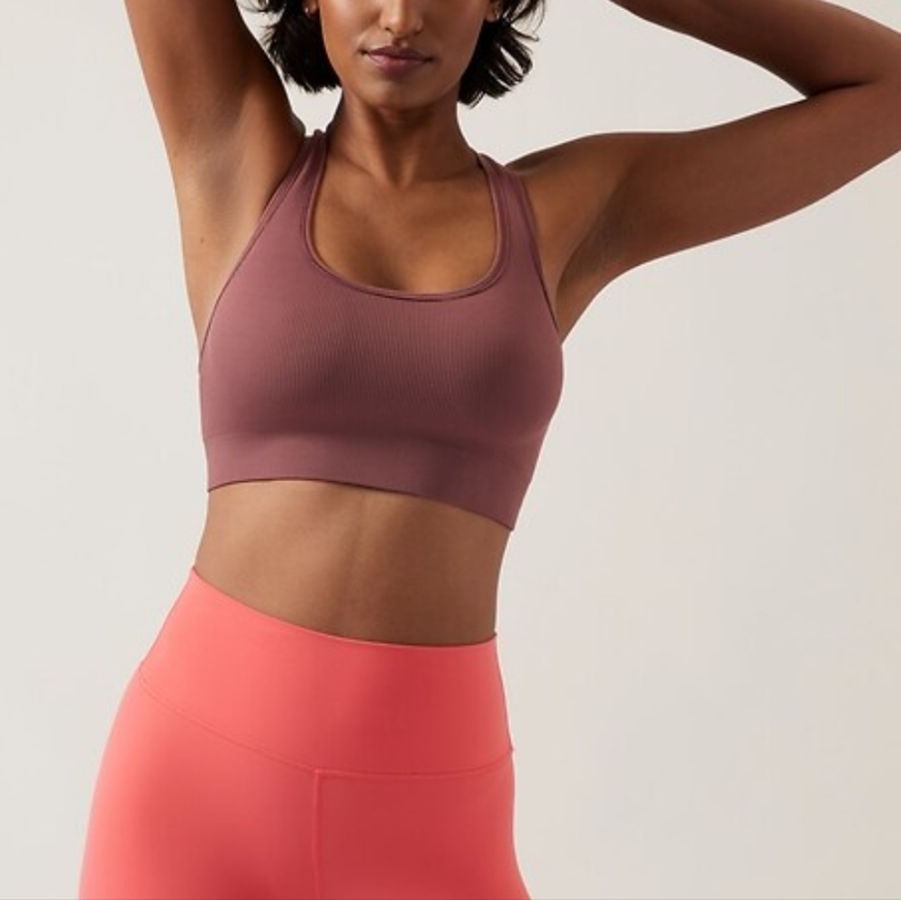 NEW Athleta Aurora Scoop Sports Bra in Tawny Rose Size XL D-DD